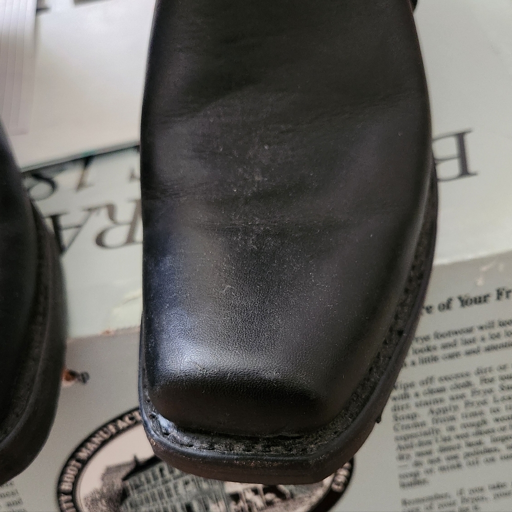 FRYE 8R square toe harness 77455 black leather boots Ladies 9 Made in USA - Picture 8 of 12